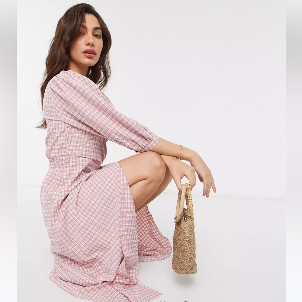 ASOS wrapped front maxi dress checkered, gingham, print dress